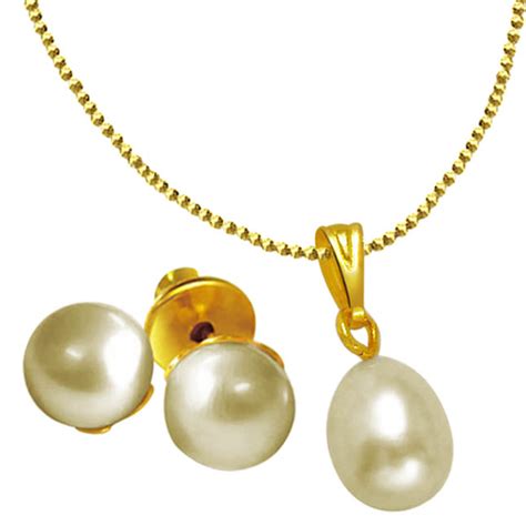 Freshwater Pearl And Gold Plated Pendants Sets Surat Diamond Jewelry