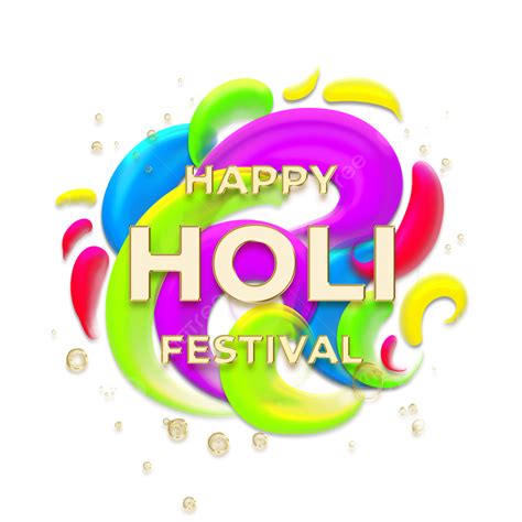 Holi Festival Color Hd Transparent Happy Holi Festival Gold Text On