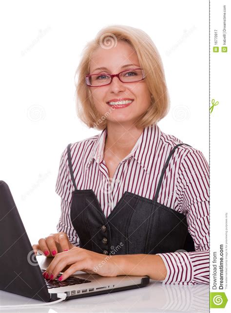 Business Woman Working At Her Laptop Stock Image Image Of Person