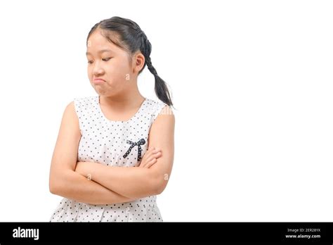 Kid Asian Girl Face Expression Envy Jealous Isolated White Background