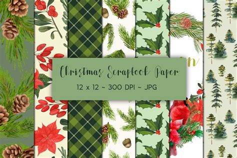 Red and Green Christmas Scrapbook Paper Graphic by Patterns for Dessert