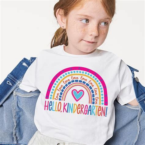 Personalized Kindergarten T Shirt Hello Kindergarten Rainbow Boys Girls