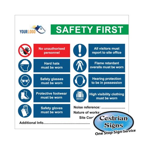 Safety First Board Signs 400mm X 600mm Cestrian Signs