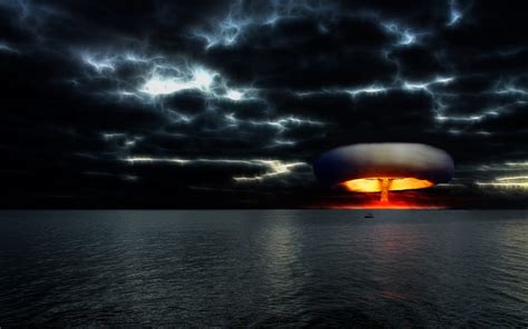 Nuclear Explosion Over The Sea Oceans Nature Clouds Sky Sea Hd