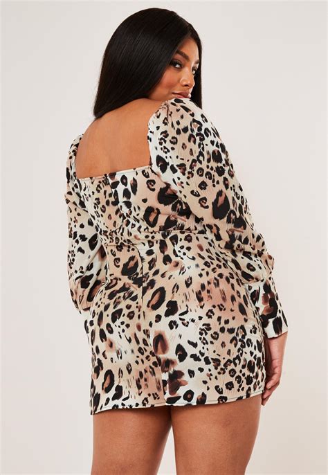 Plus Size Brown Leopard Print Sweetheart Mini Dress Missguided