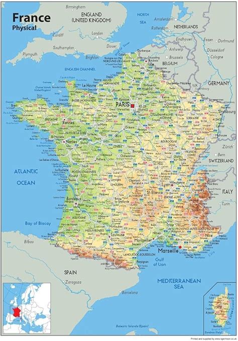 Pared Mapa De Francia Turismo Y Planificaci N De La Ruta F Sica Mapa Papel Laminado X