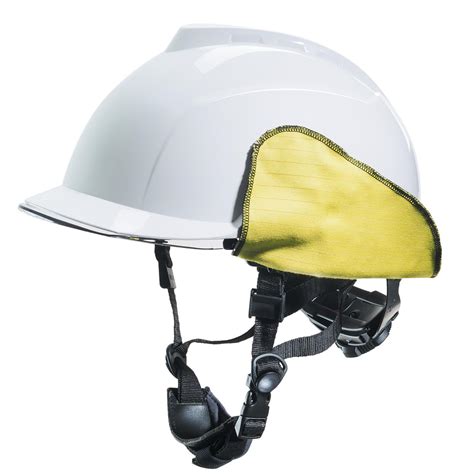 casque électricien avec écran facial intégré équipé de protections textiles anti arc rabattables