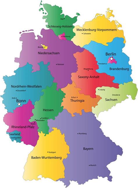 Tyskland Statslige Kort Tyskland Land Kort Det Vestlige Europa Europa