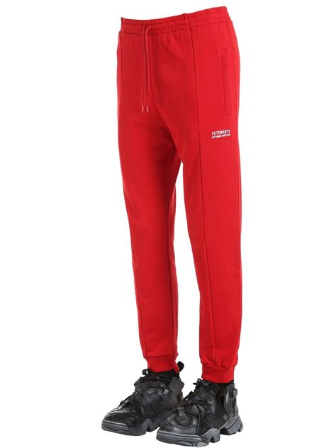 Vetements Cotton Sweatpants W Logo Detail In Red Modesens