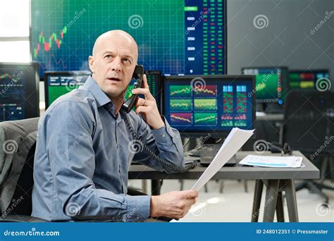 Busy Broker Talking On Phone Stock Image Image Of Smartphone Data