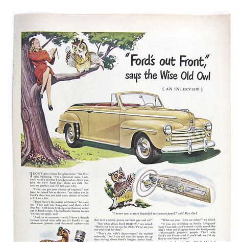 1947 Ford Automobile Ad Magazine Advertising Car Advertising Etsy In