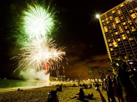 Fireworks Show In Waikiki Living In The Moment On The Island Of Oahu