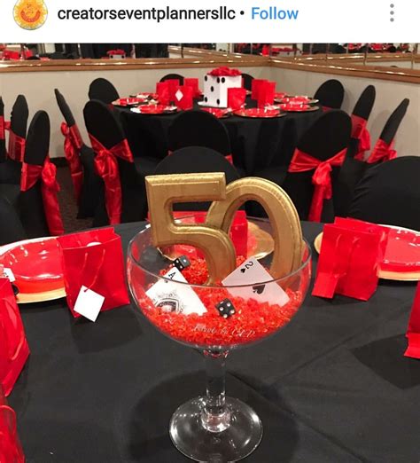 Birthday party decorations hanging poker honeycomb ball set for bridal shower red black birthday las vegas party. 50th Birthday Las Vegas Theme Party. #TableSetting | Vegas theme party