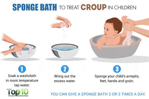 Give your baby a gentle, lukewarm bath in a tub or sponge her with warm water. Home Remedies for Croup in Children | Top 10 Home Remedies