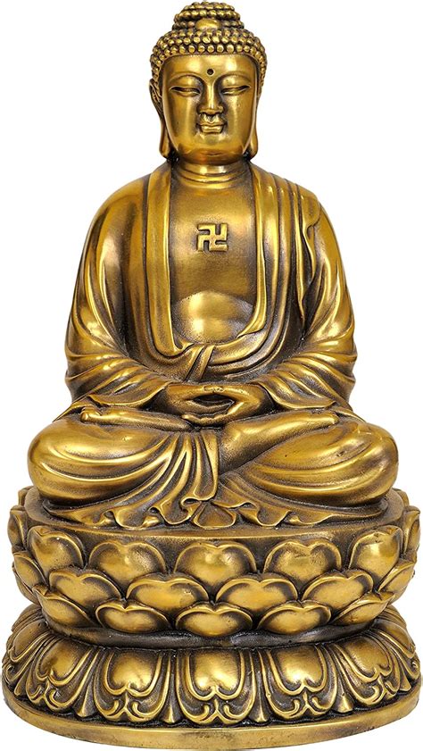 Exotic India Japanese Buddha In Dhyana Mudra Brass Statue Gilded With