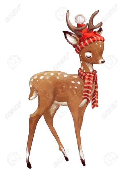 Cute Watercolor Winter Deer Stock Photo 88119014 Deer Illustration