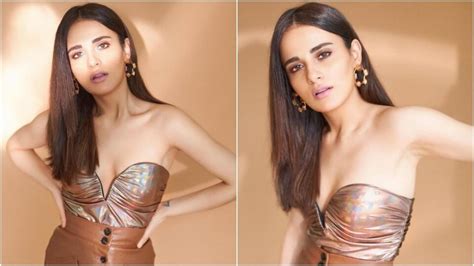 Radhika Madan In Metallic Bustier And Leather Skirt Glams Up For Stunning Shoot Fashion Trends
