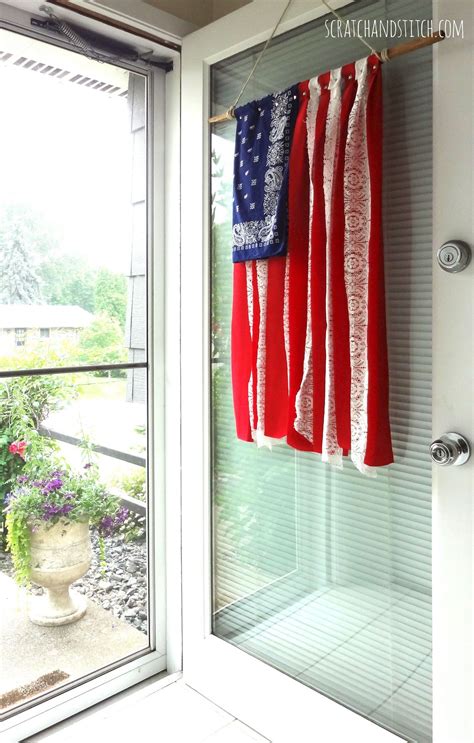 I try to decorate our front door according to the seasons and holidays but sometimes it doesn't happen. American Flag Front Door Decor | Fourth of july decor ...