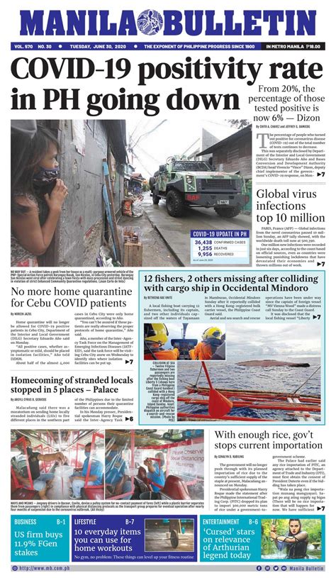 Manila Bulletin June 30 2020 Newspaper Get Your Digital Subscription