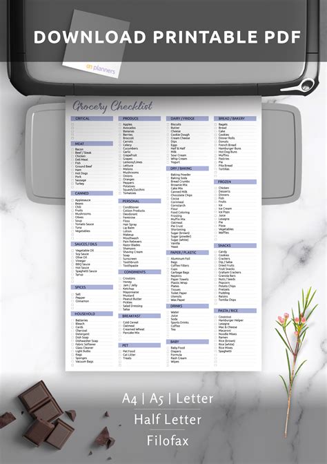 Download Printable Grocery Checklist Template Pdf