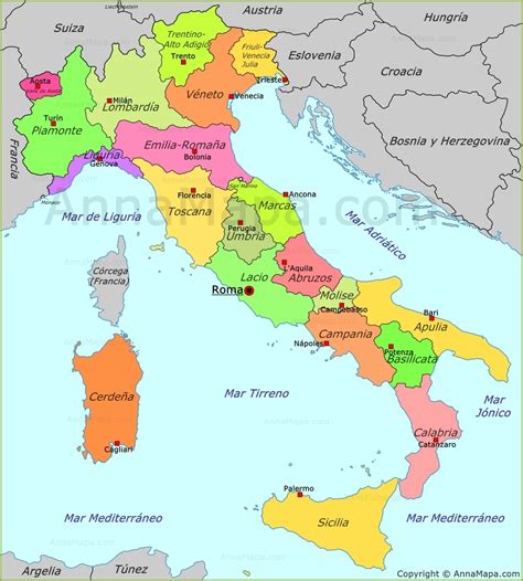 Mapa De Político De Italia