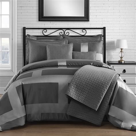 Simply vera vera wang gray blooms comforter set with shams. King & Queen Home Modern Frame Microfiber Lacquer 5 Piece ...