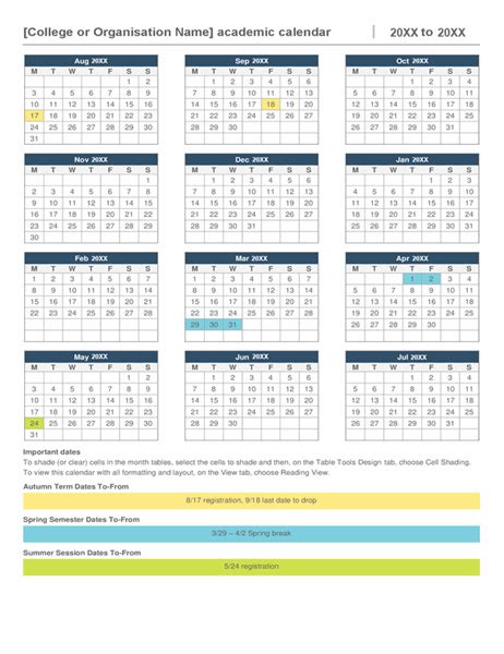 Microsoft Office Academic Calendar Templates Lassatop