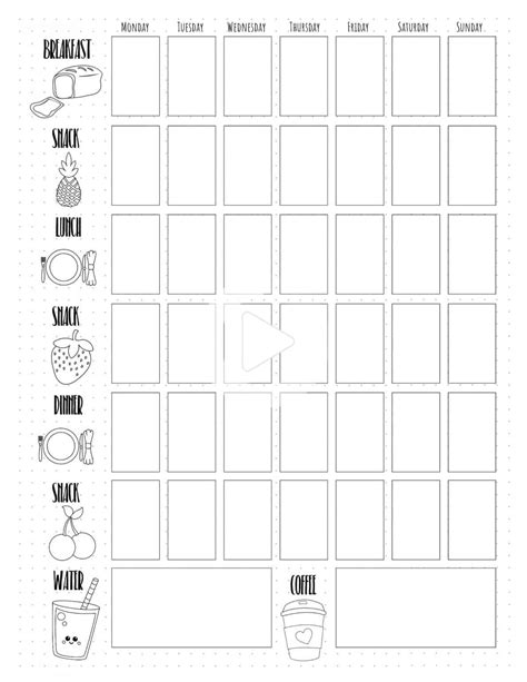 Food Diary Template Bullet Journal Printables Food Diary Template