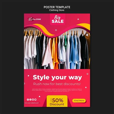 Free PSD | Clothing store concept poster template