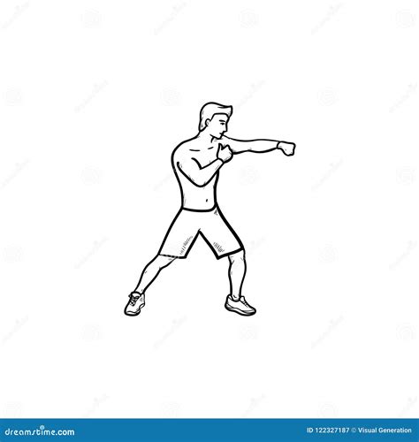 Boxing Man Hand Drawn Outline Doodle Icon Stock Vector Illustration