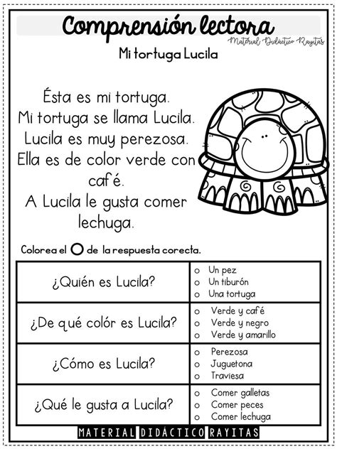 Comprensión Lectora Spanish Quizzes Spanish Teaching Resources