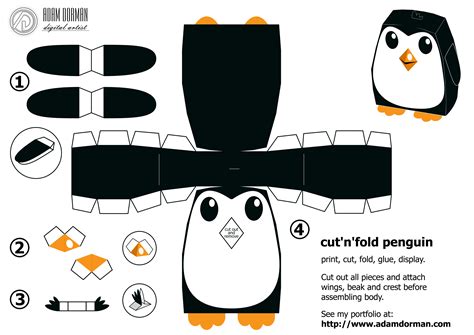 Free Cutnfold 3d Penguin Model Papercraft Kids Pinterest Search