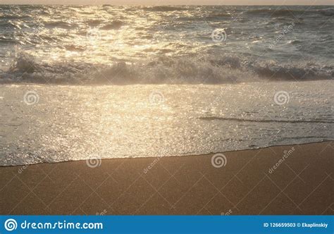 Sea Waves And Sand Sunset And Evening Sun Stock Image Image Of