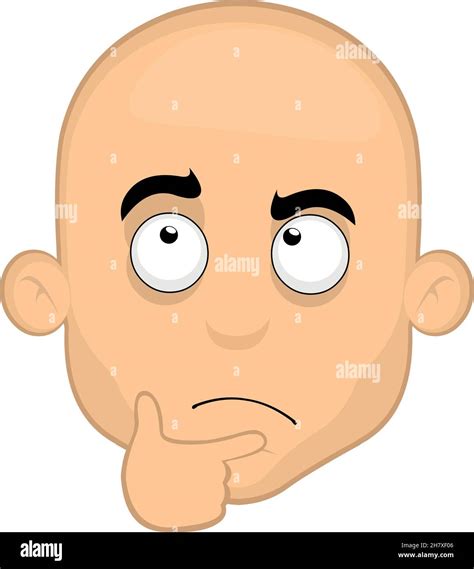Vector Emoticon Illustration Of The Face Of A Cartoon Bald Man Thinking