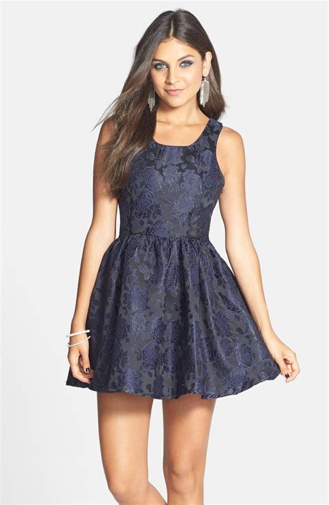 Smai Nyc Embossed Rose Fit And Flare Dress Juniors Nordstrom