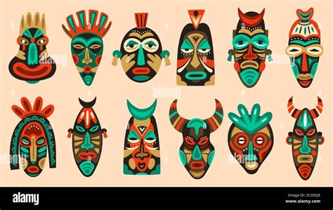 Traditional Tribal Masks Ritual African Or Hawaiian Traditional