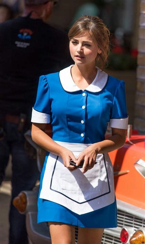 behind the scenes of her last episode in doctor who waitress outfit maid uniform style uniform