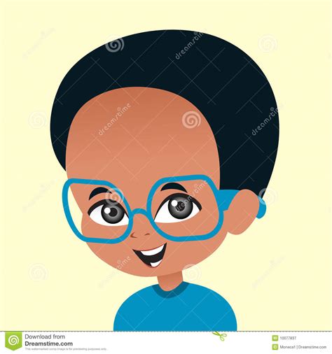 Cartoon African American Boy Wearing Glasses Royalty Free
