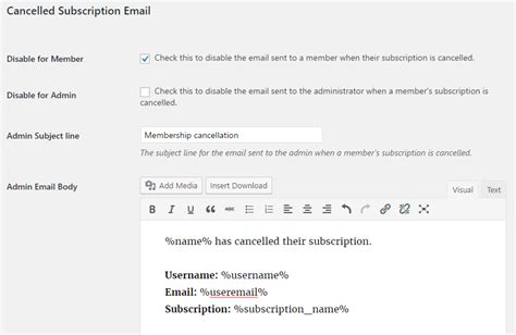 Email Settings Restrict Content Pro