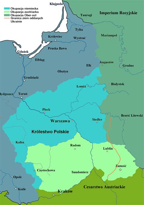 Bild 1914 1918 Besetzung In Der Kartenmitte Iv Königreich Polen1916