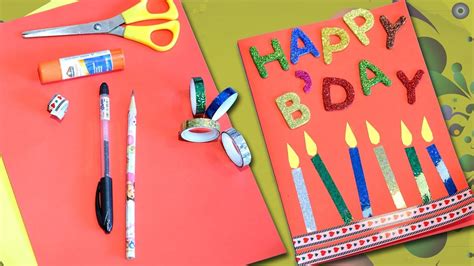 Happy Birthday Greeting Card Diy Birthday Card Easy Craft For Kids At