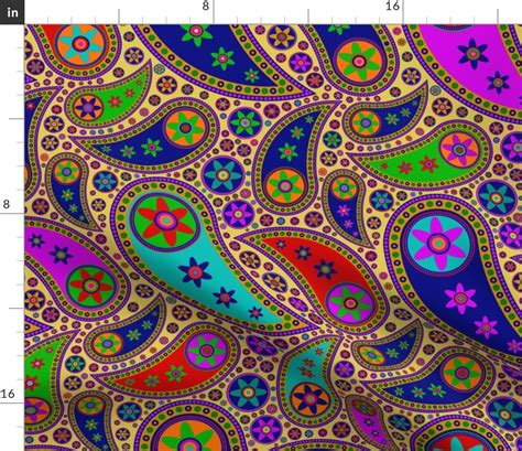 Hippie Paisley Colorful Fabric Spoonflower