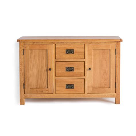 Surrey Oak 3 Drawer Sideboard With Cupboards Rustic Waxed Oak