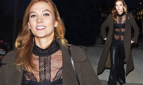Karlie Kloss Wears Sheer Top And Leather Trousers During Milan Fashion Week Daily Mail Online