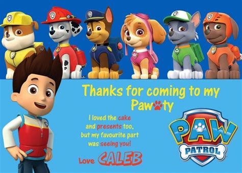 Paw Patrol Thank You Card Template Word Sample Thank You Card