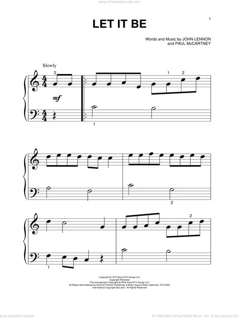 Let It Be Sheet Music Beginner Version 2 For Piano Solo Pdf