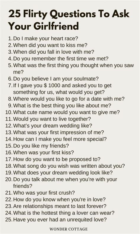 245 Questions To Ask Your Girlfriend Wonder Cottage Flirty Questions Fun Questions To Ask