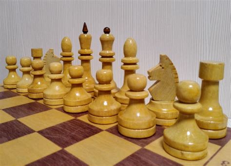 Vintage Soviet Wooden Chess Big Russian Chessantique Chess