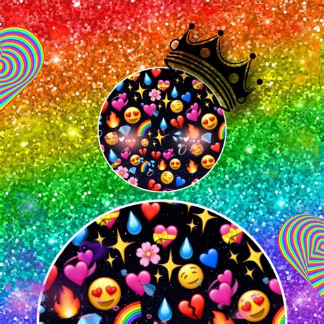 An Image Of A Rainbow Background With Smiley Faces And Hearts