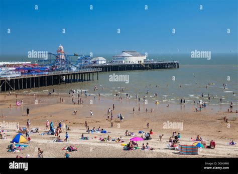 England East Anglia Essex Clacton On Sea Beach And Pier Stock Photo